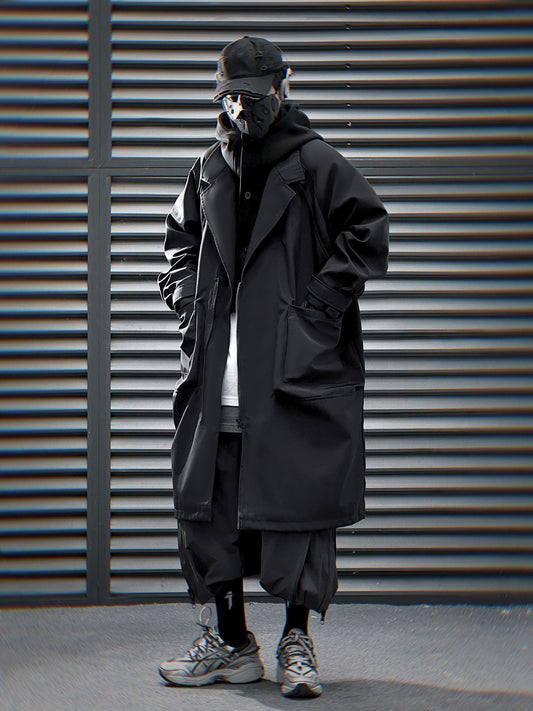 HiJ36 Black Urban Trench Coat